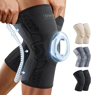 CAMBIVO 2-Pack Knee Brace Compression Sleeve with Gel Pad & Side Stabilizers