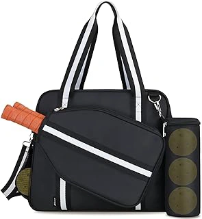Movker Pickleball Tote Bag with Paddle Cover, External Ball Bag, Adjustable Strap & Fence Hook