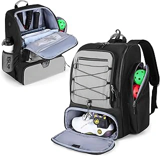 GOBUROS Pickleball Backpack for 4 Paddles with Shoe Compartment and Fence Hook