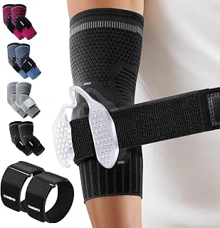CAMBIVO Tennis Elbow Support Sleeve with Dual Gel Pads & Adjustable Strap, 1 Pair