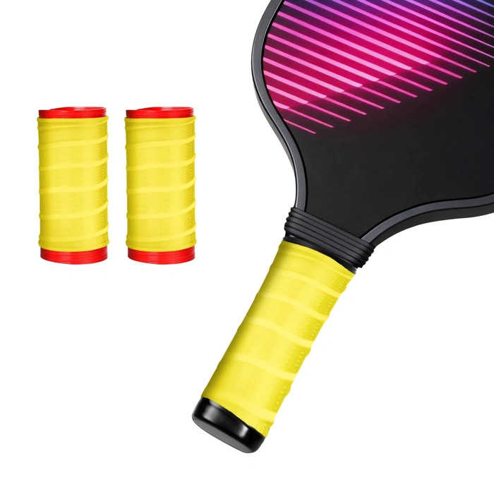 2 Pack Cold Shrink Overgrip for Pickleball and Tennis Rackets - Non-Slip, Yellow