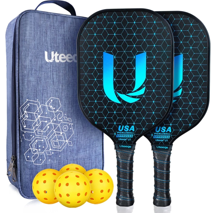 Uteeqe Graphite Thermoformed Semi-Textured Pickleball Paddles Set of 2