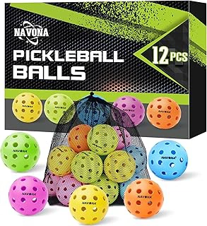 Navona 12-Pack Colorful 40-Hole Outdoor Pickleball Balls, USAPA Approved