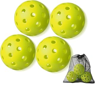 YHLOJIX 4-Pack Outdoor Pickleball Balls with Mesh Bag, 40-Hole