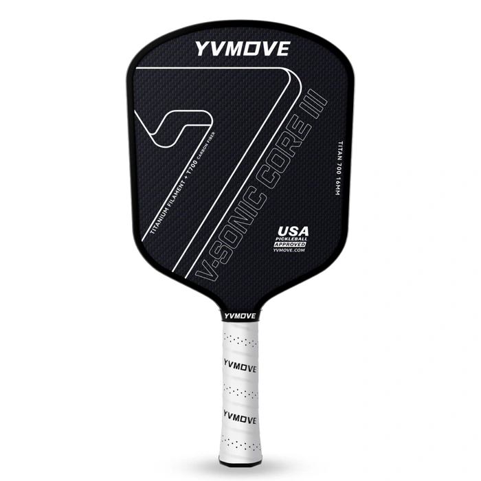 Pickleball Paddles with Ti-Carbon Hybrid Face and V-Sonic III Kinetic Core 16MM, Black