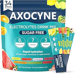 Sugar-Free Electrolyte Powder Packets, 34 Sticks, Potassium & Magnesium, 7 Flavors