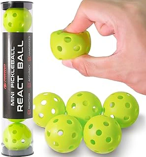 PIKKOFUN React Mini Pickleball Balls – 5 Pack 1.65" Small Pickleball Training Balls for Indoor Drills, Hand Speed & Paddle Control – Quiet Home Practice, Warm-Ups & Gifts – Lime Green